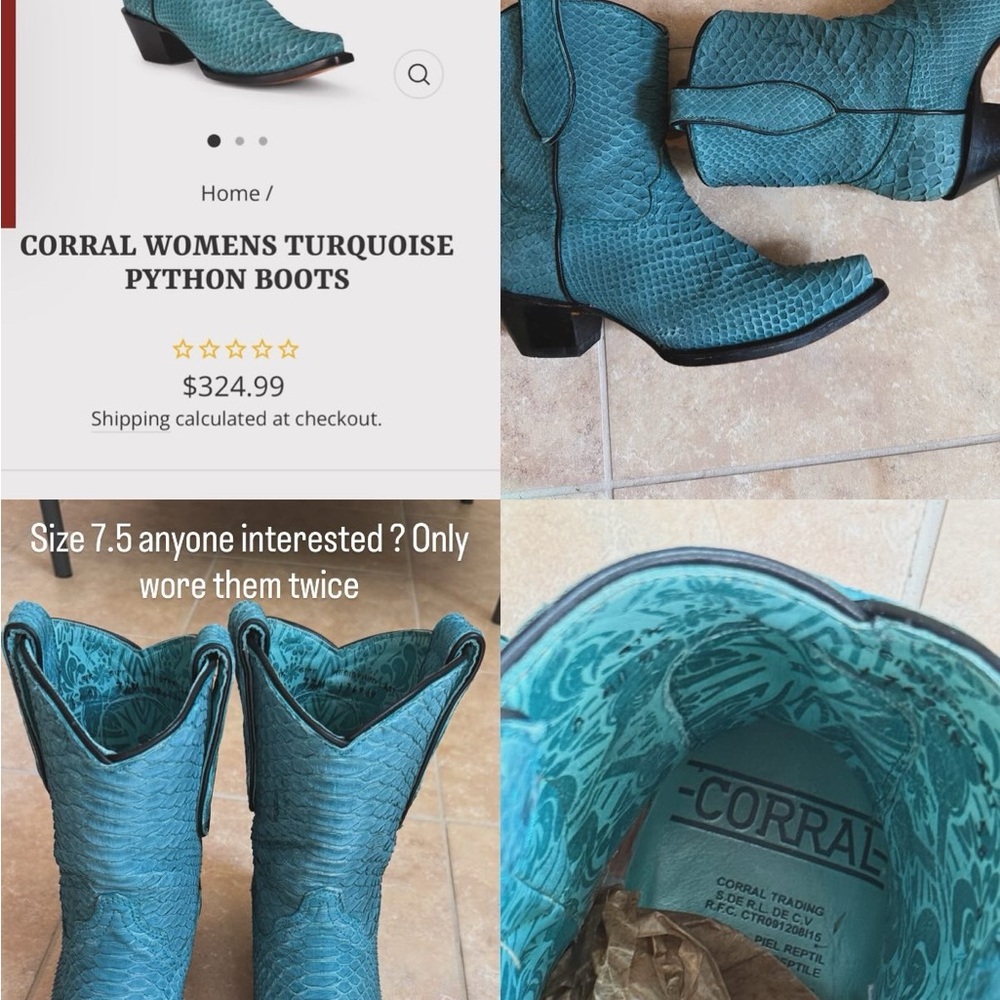 Corral Turquoise Python Heeled Boots